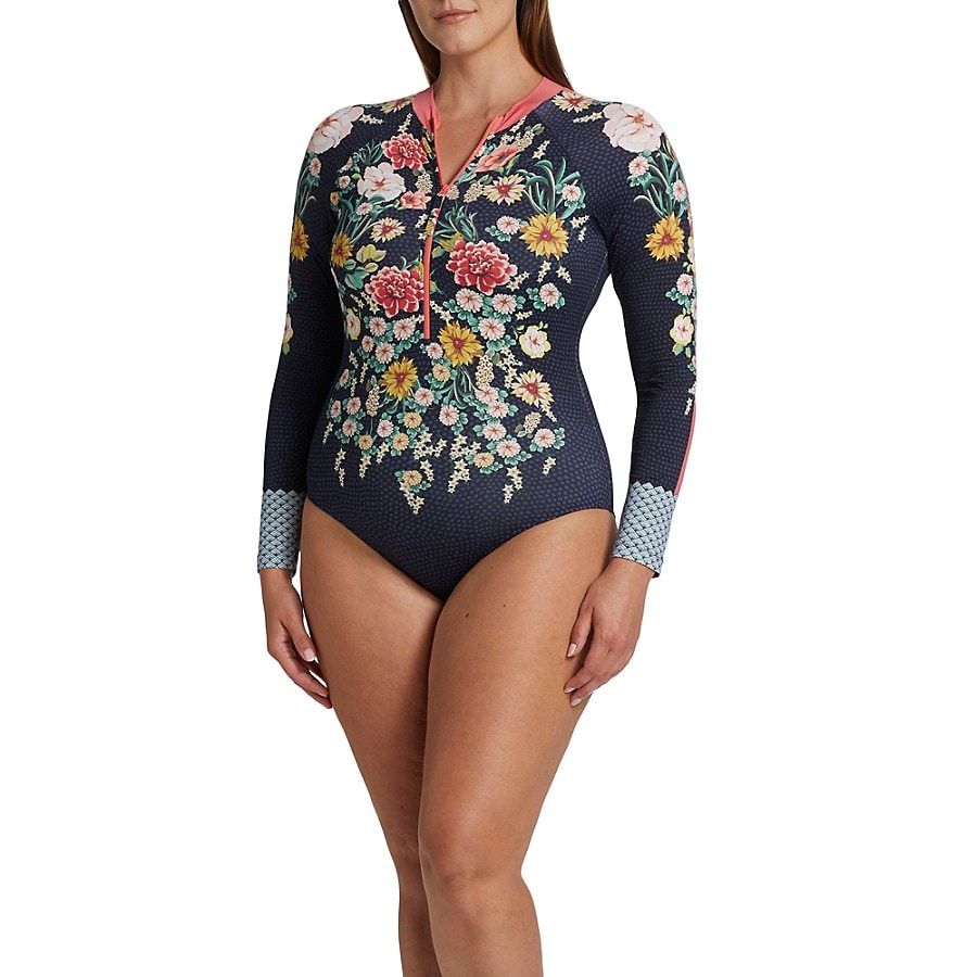 Floral Zip-Up Surf One-Piece