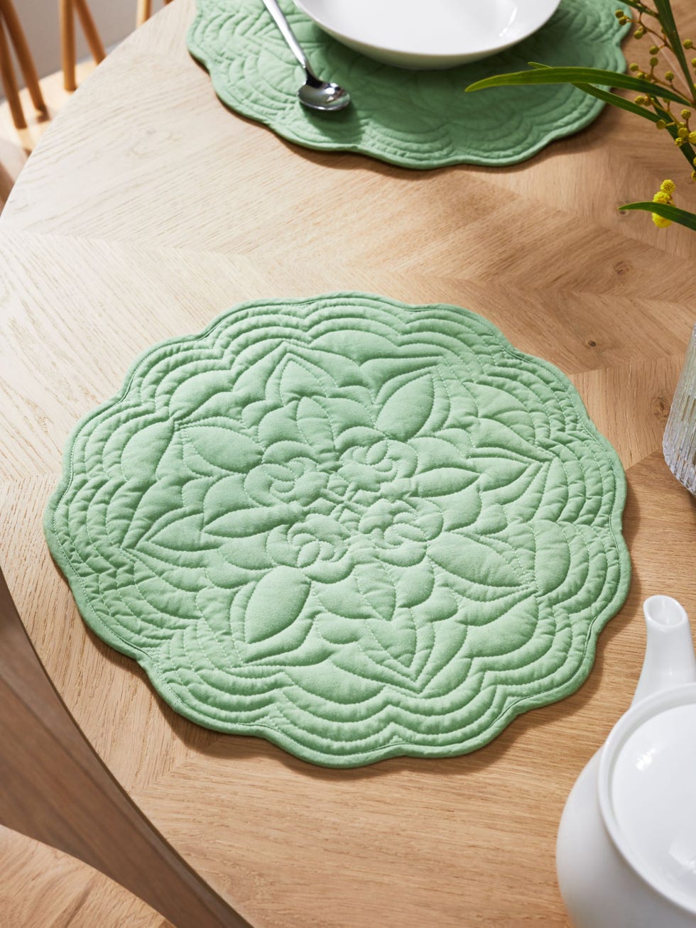 Quilted Placemats, Set of 2, Green