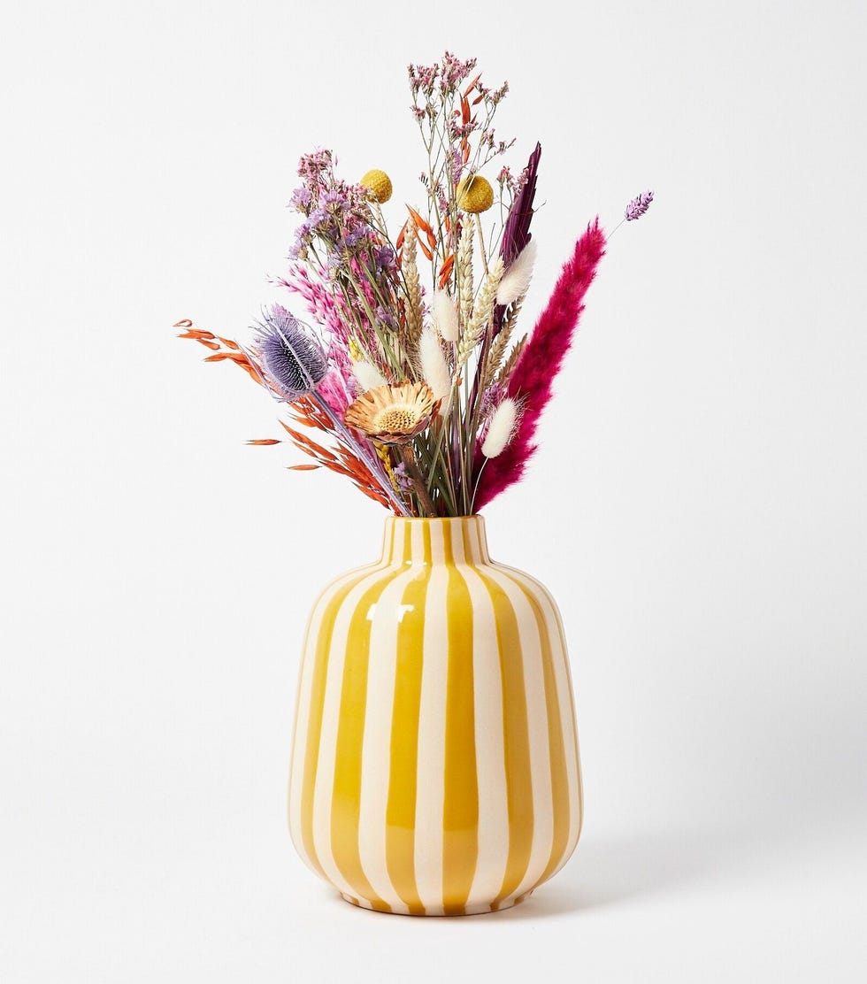 Riviera Stripe Yellow Ceramic Vase