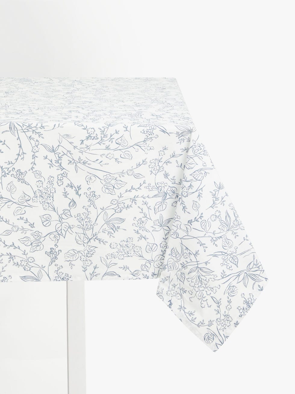 Meadow Rectangular Cotton Tablecloth, Blue/White