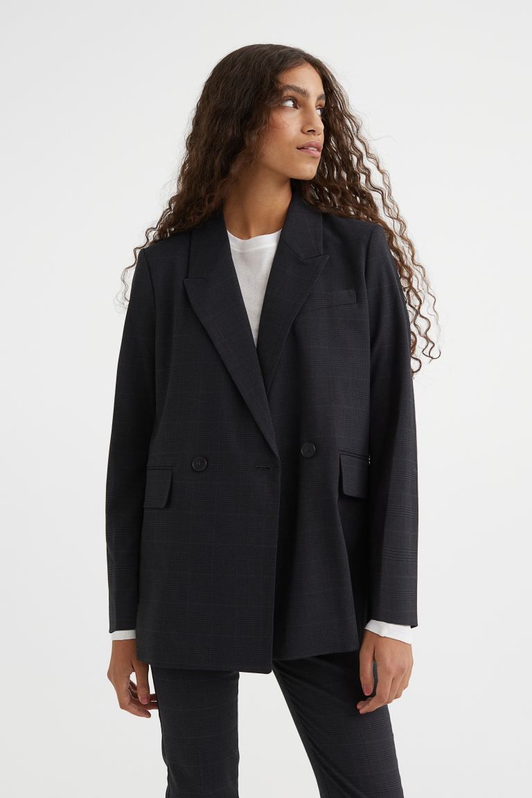 H&M Knit Double-Breasted Blazer