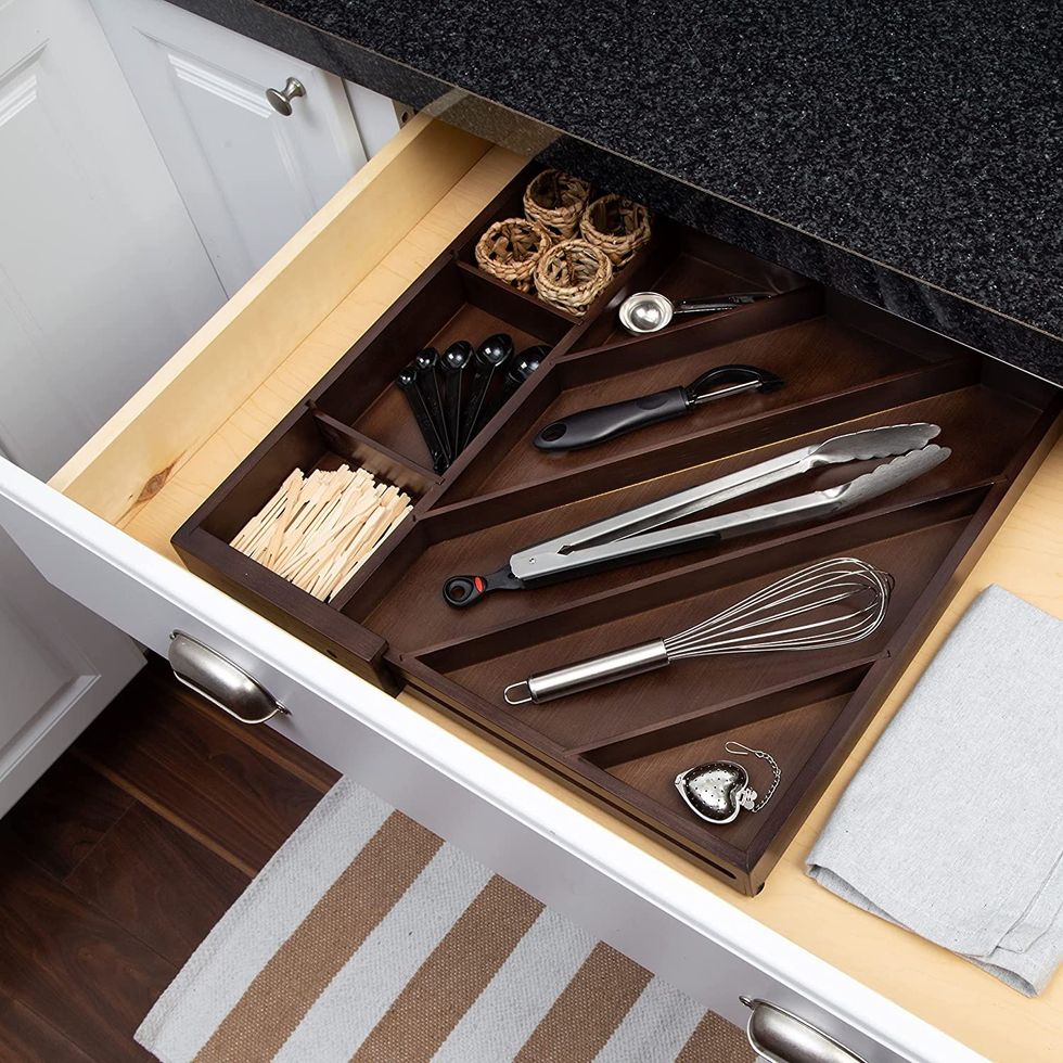 Acrylic 3 Compartment Kitchen Utensils Drawer Organizer Tray