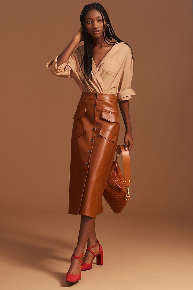 Mare Mare x Anthropologie Faux Leather Skirt