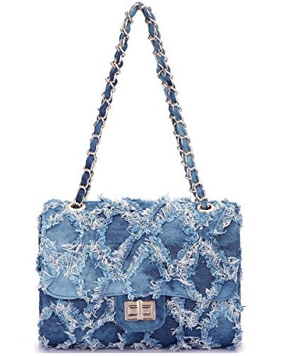 Quilted Distressed Denim Purse