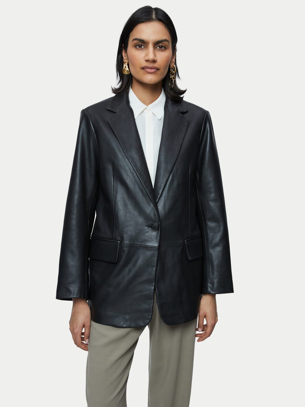 Oversized Leather Blazer