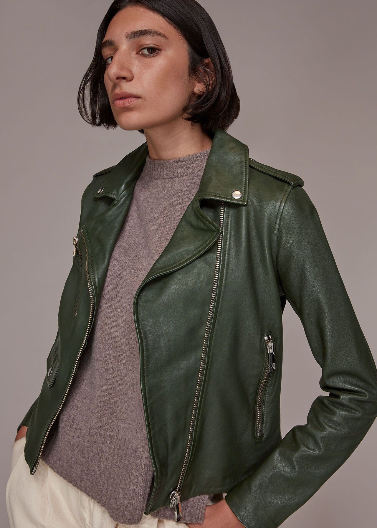 Navy green hot sale leather jacket