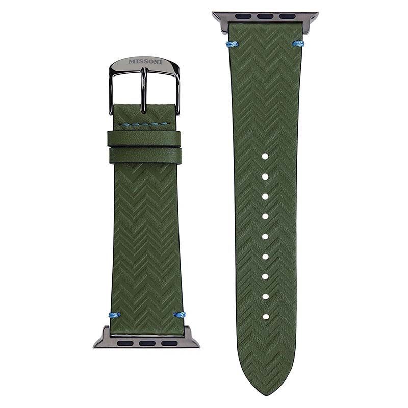 Embossed Green Leather Strap