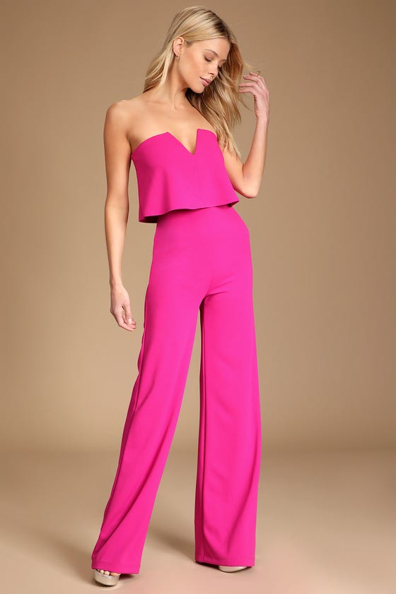 Power of Love Magenta Strapless Jumpsuit Power of Love Magenta Strapless Jumpsuit