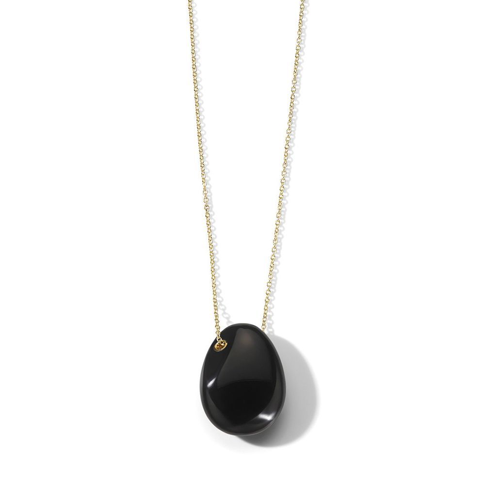 Large Pebble Pendant Necklace in 18K Gold