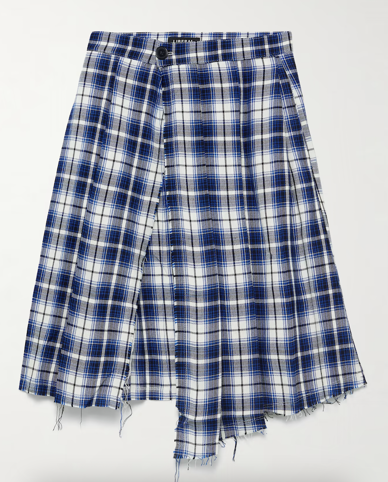 Frayed Checked Woven Skirt