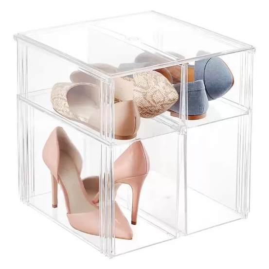 Whitmor Clear Stackable Shoe Boxes - Closet Organizer - PVC - Count 2