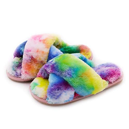 Fuzzy Cross Band Slippers 