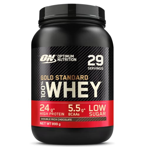 Optimum Nutrition Gold Standard 100% Whey, Proteína en Polvo para Recuperacíon y Desarrollo Muscular con Glutamina Natural y Aminoácidos BCAA, Sabor Double Rich Chocolate, 29 Dosis, 899 g