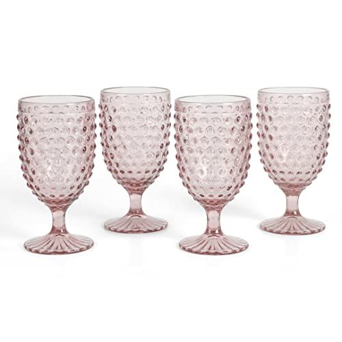 Chauncey Hobnail Handmade Glass Goblet (Set of 4)