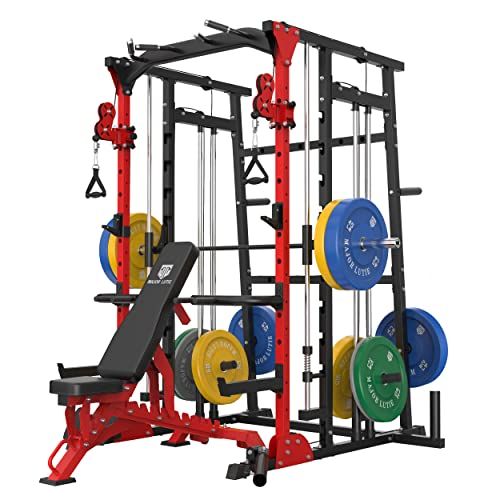 Multifunction Power Cage with Smith Bar for Back Workouts