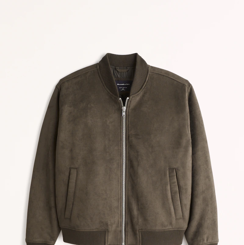 Abercrombie & Fitch Vegan Suede Bomber Jacket