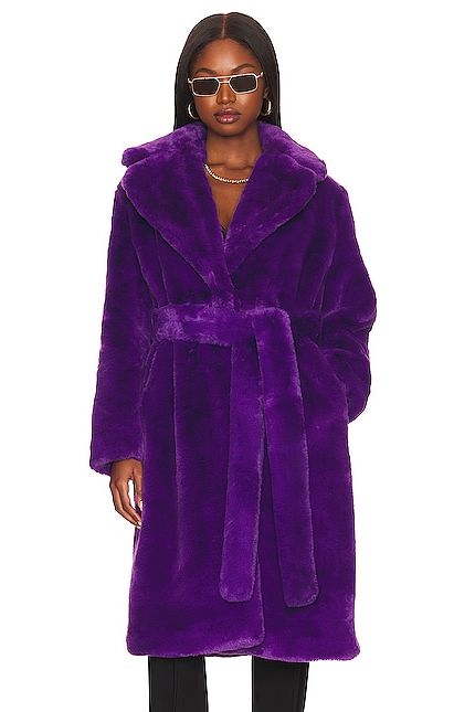 Apparis Mona Faux Fur Coat in Purple
