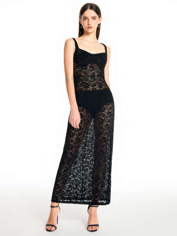 Solid Lace Sweetheart Maxi Dress