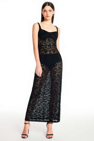 Solid Lace Sweetheart Maxi Dress