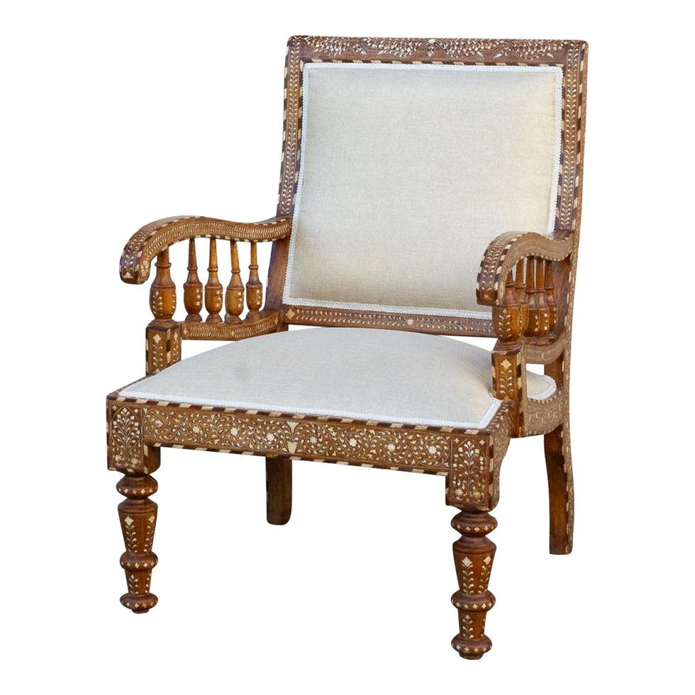 Traditional Inlay British Colonial Chair