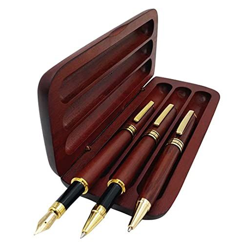 3 Pcs Wooden Pens Set with Pen Gift Case