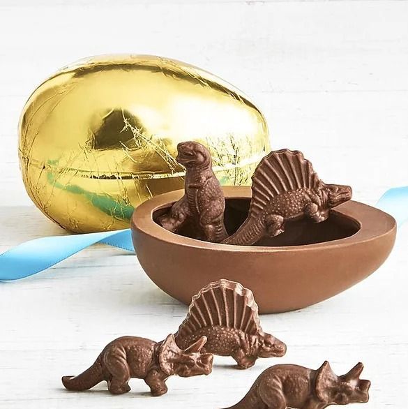 Foil-Wrapped Chocolate Egg with Dinosaurs
