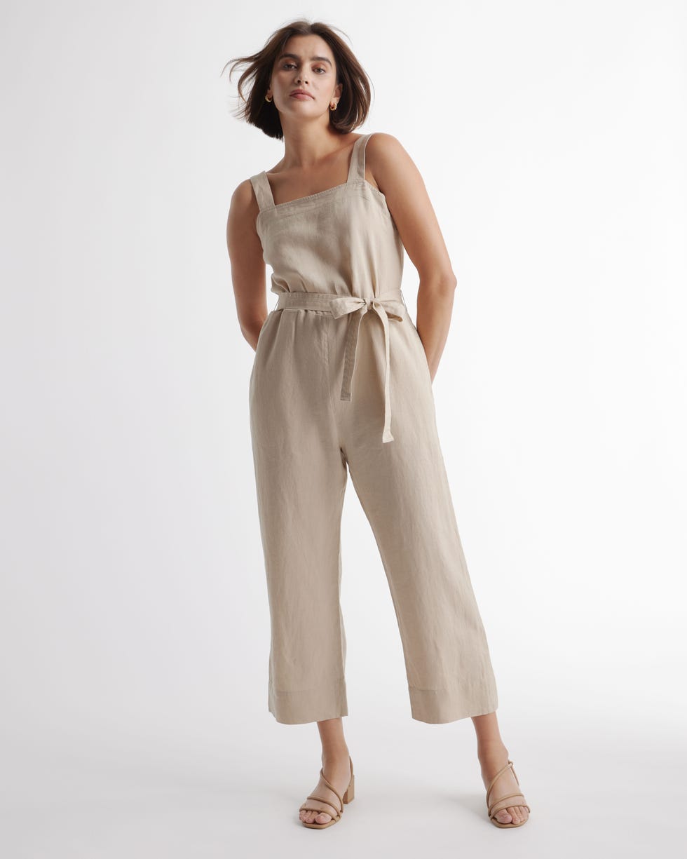 100% European Linen Square Neck Jumpsuit 100% European Linen Square Neck Jumpsuit