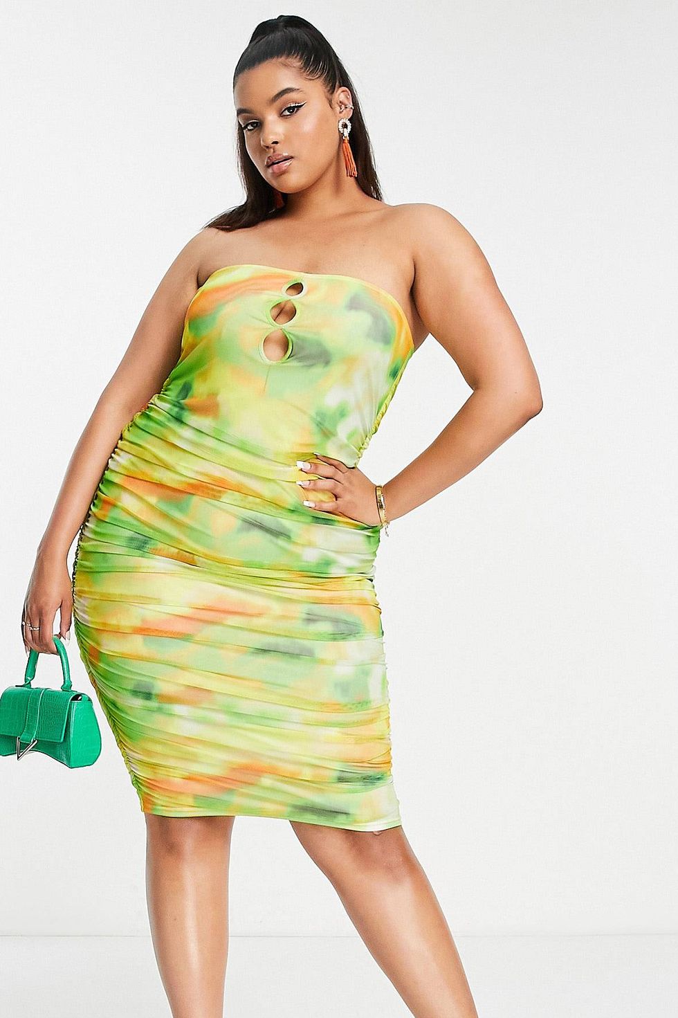 I Saw It First Plus Cut Out Bandeau Dress in Multi