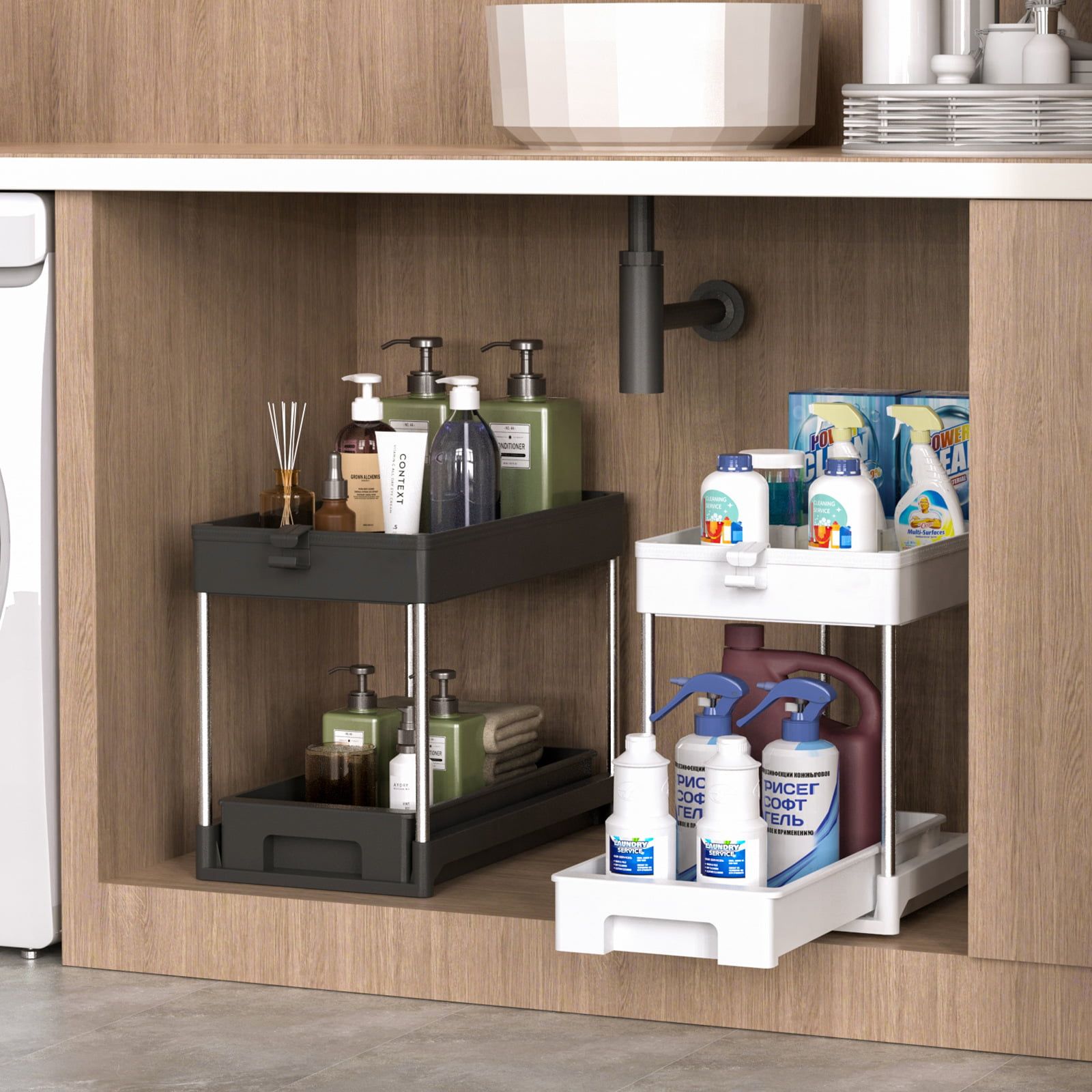 Under sink clearance cabinet organizer