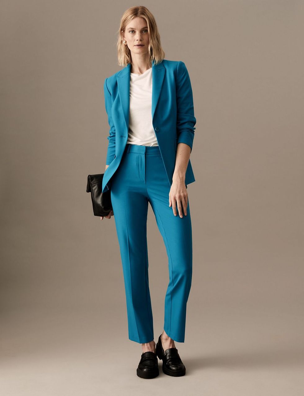 A Fresh Summer Look: White Jacket and Royal Blue Pants - Susanna