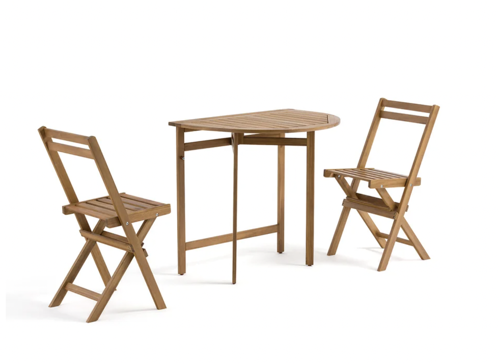 Alata Table and 2 Chair Acacia Balcony Set