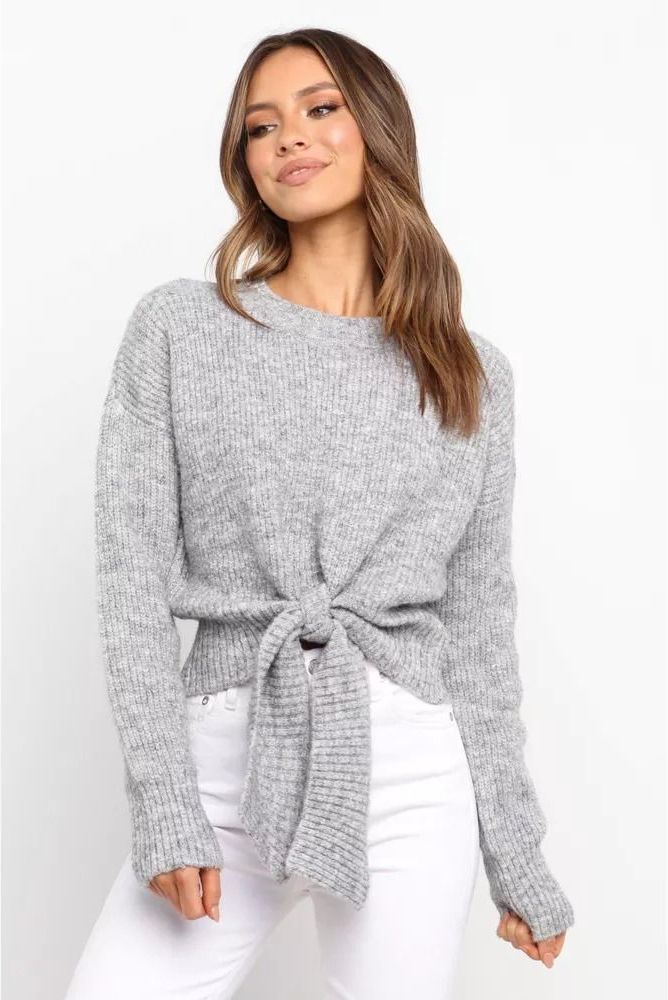 Hollister Sweater Womens Medium Gray Open Knit Long Sleeve V-neck