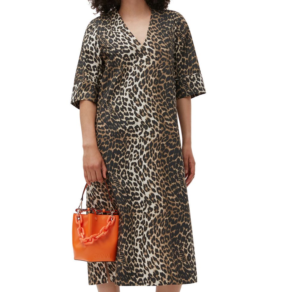 Leopard Wide Midi Dress