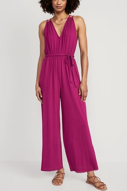 Sleeveless Double-Strap Ankle-Length Jumpsuit 