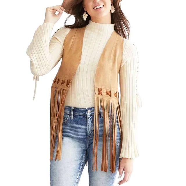 Cropped Fringe Vest