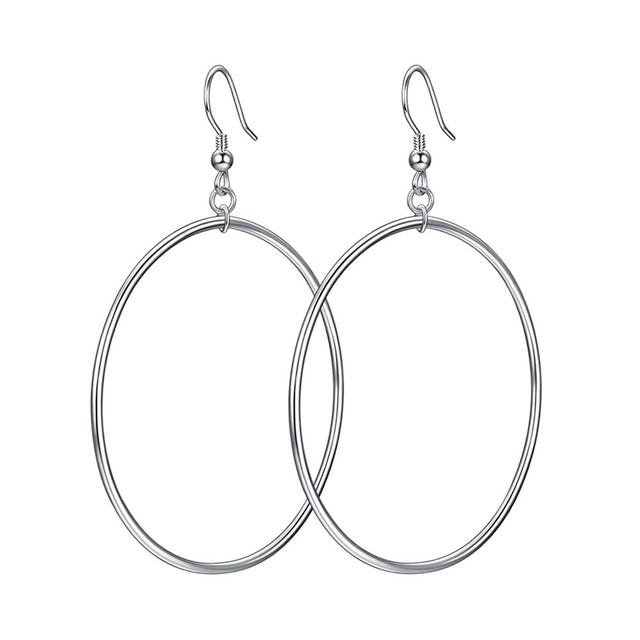 Sterling Silver Hoop Drop Earrings