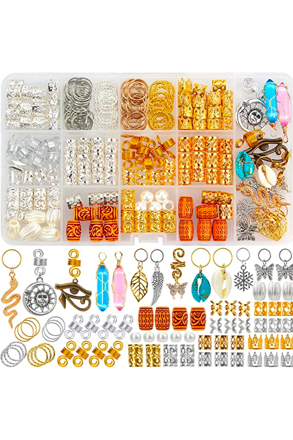 WNJ Hair Beads and Charms 200-Piece Set