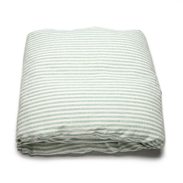 Washed Bed Linen Duvet Ticking Stripe Mint