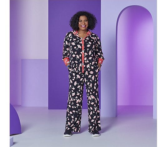 Brenda Edwards Drawstring Printed Wide Leg Trouser Regular