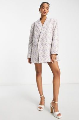 Pieces oversized blazer in lilac jacquard - part of a set