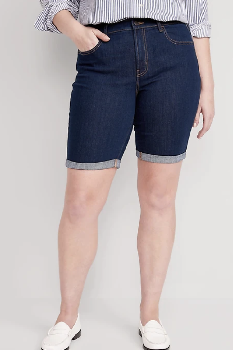 Plus size women pull-on 5 pockets classic jeans Bermudas shorts