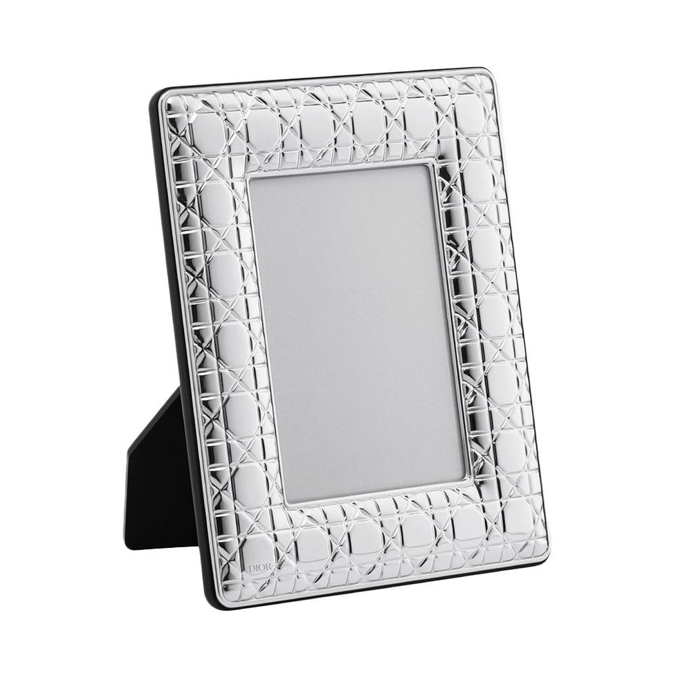 Small Silver-Finish Metal with Cannage Motif Frame