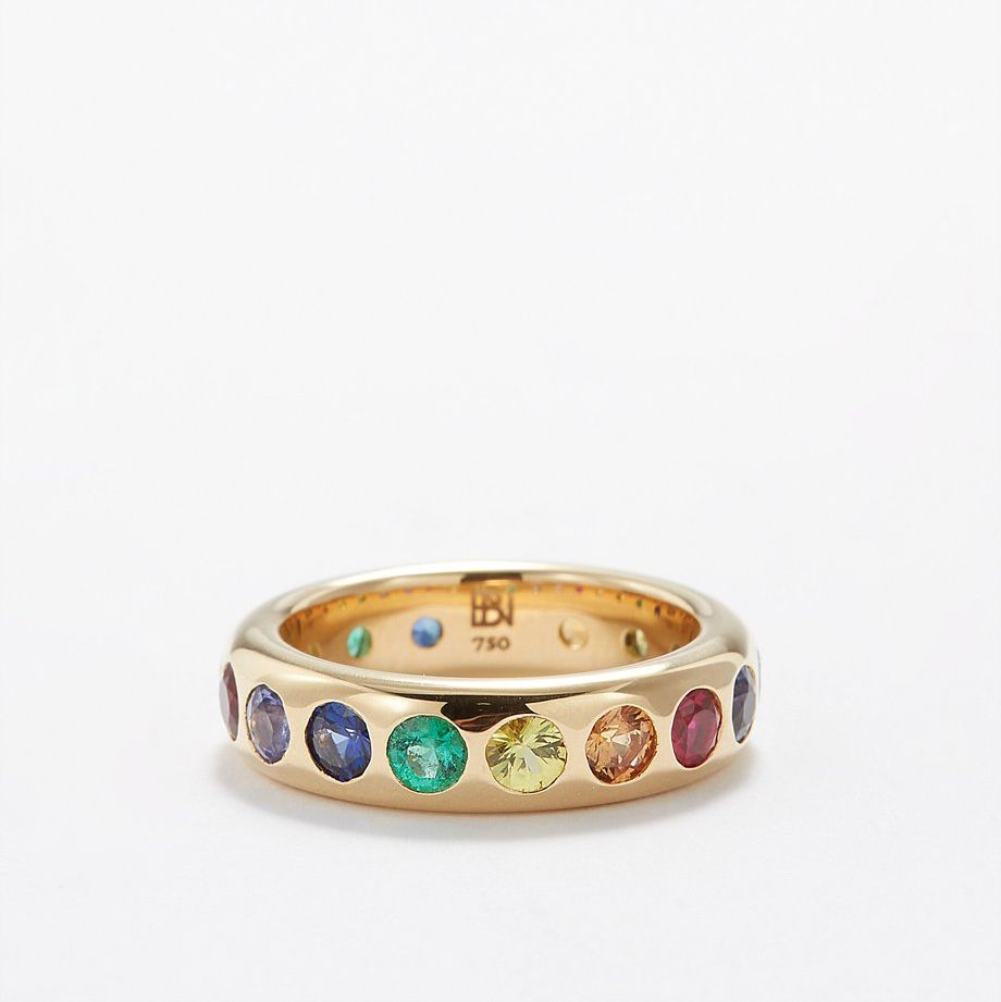 Rainbow Emerald, Sapphire & 18kt Gold Ring