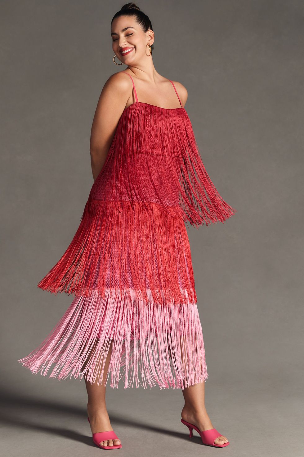 Tiered Fringe Ombre Dress