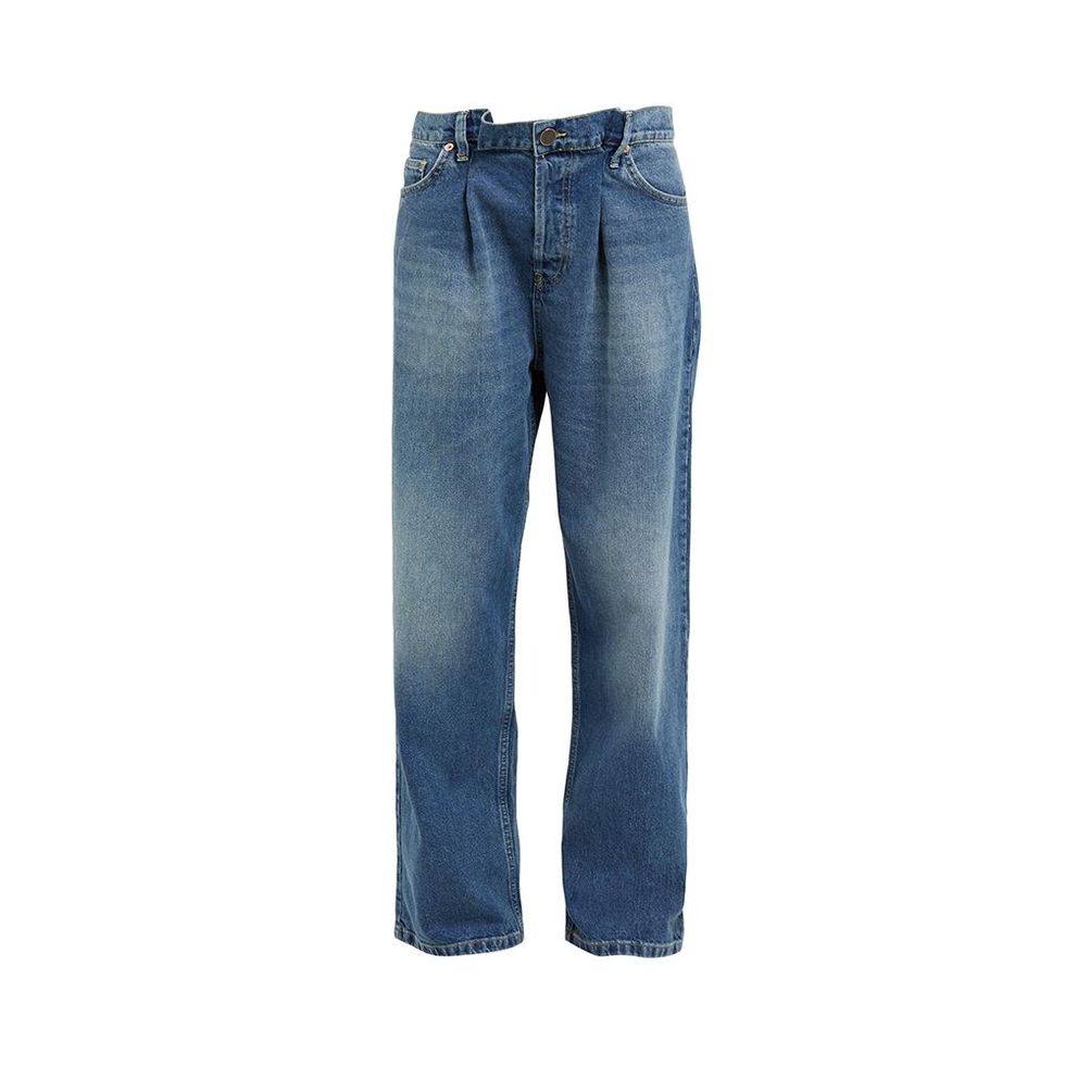 Fold organic-cotton dad baggy boyfriend jeans