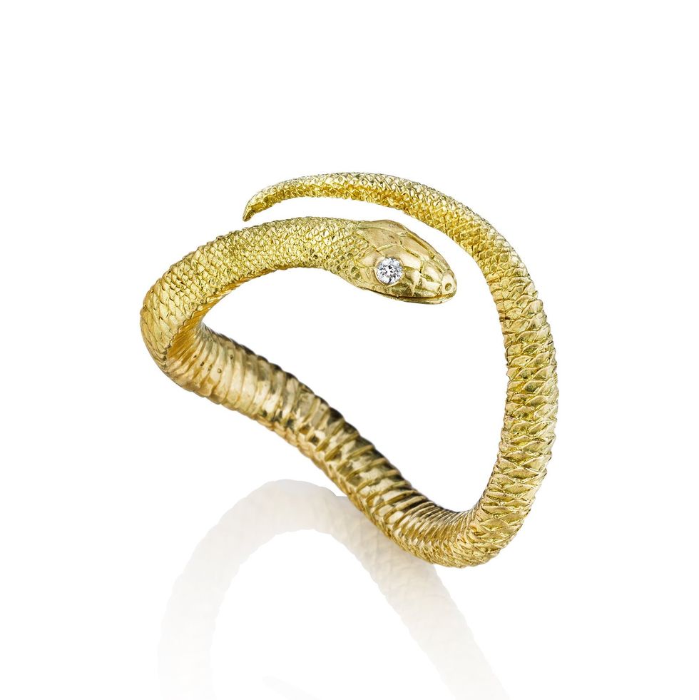18K Gold Diamond Serpent Ring