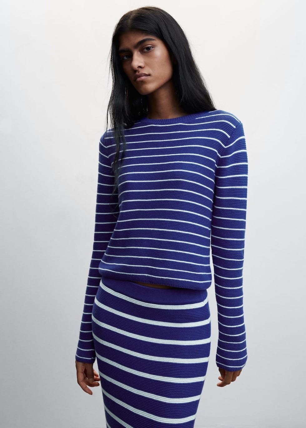 Round-neck striped sweater