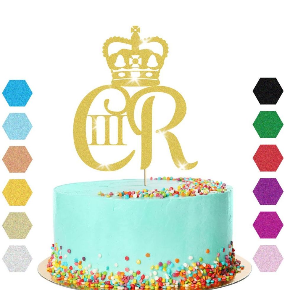 King Charles Coronation Glitter Cake Topper Royal Crown British Party Decoration-£3.99