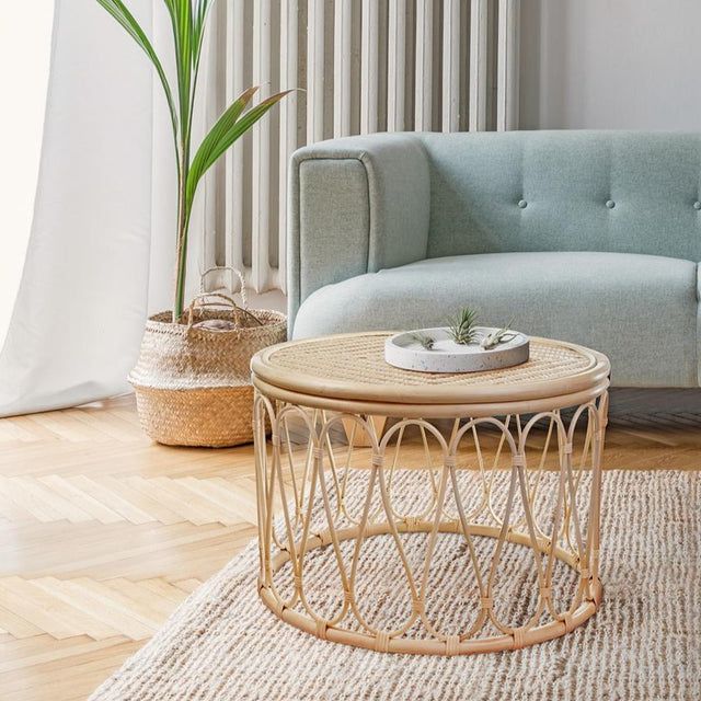 Tyra Round Rattan Coffee Table in Natural