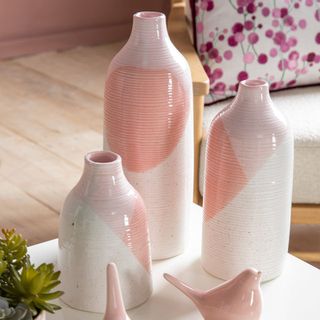 Astrid Ceramic Vase in Cream And Pink